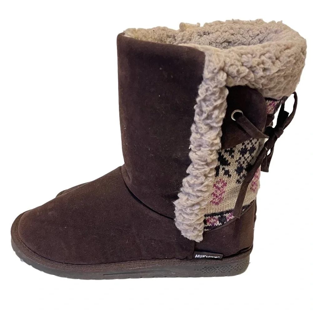 Women’s Brown Suede MUK LUKS Winter Boots - Picture 1 of 7